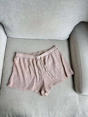 Cozy Waffle knit Drawstring Lounge Shorts in Mauve